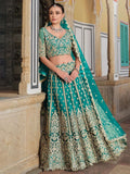 Tulsi Art Amazing Teal Green Sequins Net Wedding Lehenga Choli With Dupatta | Grocsy