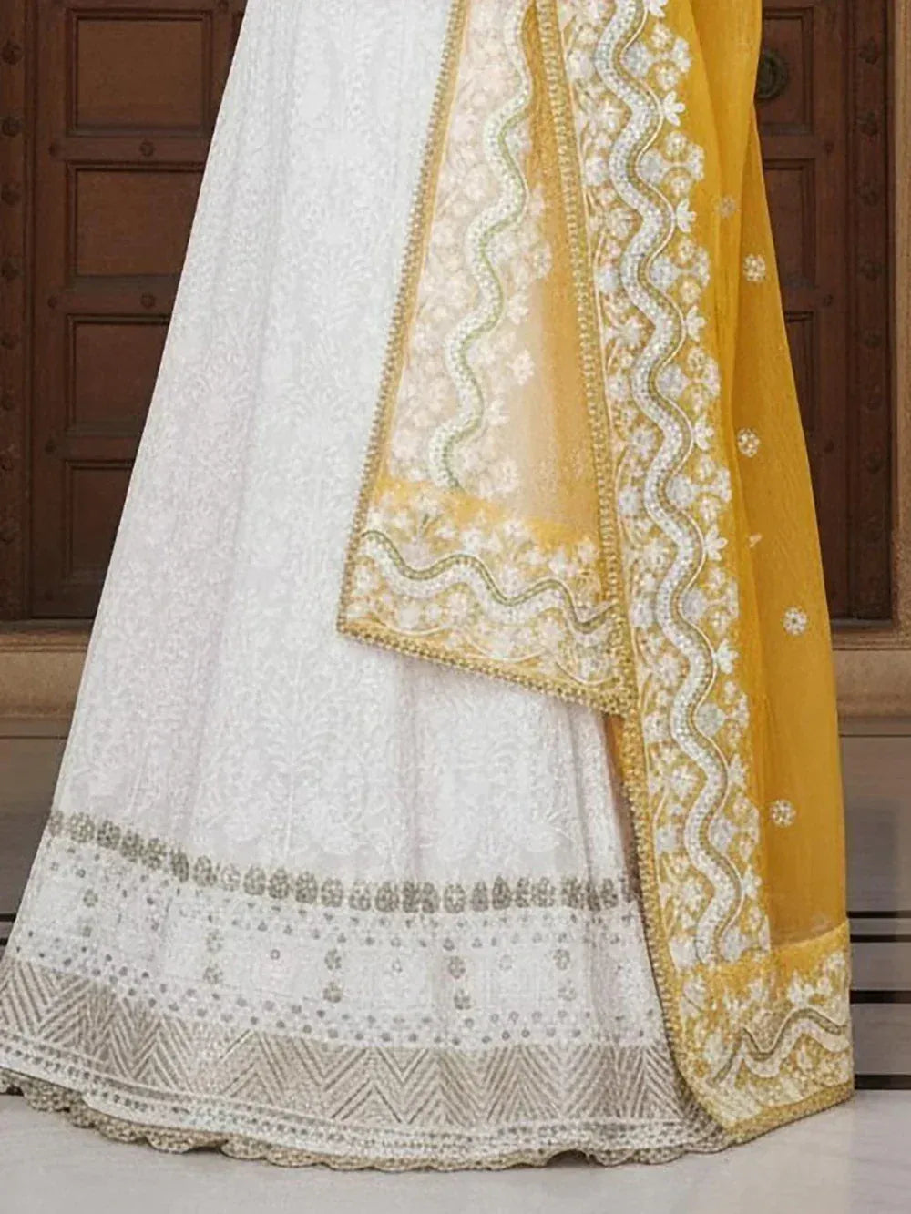 Tulsi Art Mesmerizing White Sequins Georgette Bollywood Lehenga Choli With Dupatta | Grocsy