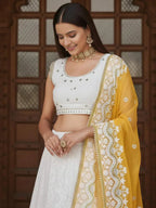 Tulsi Art Mesmerizing White Sequins Georgette Bollywood Lehenga Choli With Dupatta | Grocsy