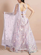 Tulsi Art Glamorous Lavender Sequins Net Designer Lehenga Choli With Dupatta | Grocsy