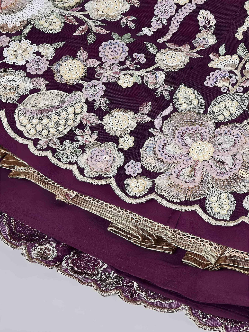 Tulsi Art Elegant Purple Sequins Net Reception Wear Lehenga Choli With Dupatta | Grocsy