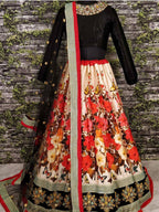 Tulsi Art Anushka Sharma Multi-Color Floral Printed Silk Wedding Lehenga Choli | Grocsy
