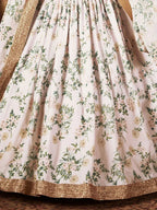 Tulsi Art White Floral Printed Organza Silk Bridal Lehenga Choli | Grocsy