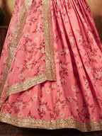 Tulsi Art Pink Floral Organza Bridal Lehenga Choli | Grocsy