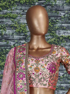 Tulsi Art Anushka Sharma Peach Embroidered Taffeta Silk Bridal Wear Lehenga Choli | Grocsy