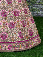 Tulsi Art Anushka Sharma Peach Embroidered Taffeta Silk Bridal Wear Lehenga Choli | Grocsy