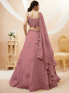 Tulsi Art Attractive Dusty Pink Sequins Georgette Party Wear Lehenga Choli | Grocsy