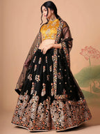 Tulsi Art Glamorous Black Dori Embroidery Net Designer Lehenga Choli | Grocsy