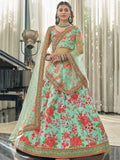 Tulsi Art Spectacular Mint Green Floral Printed Art Silk Lehenga Choli | Grocsy