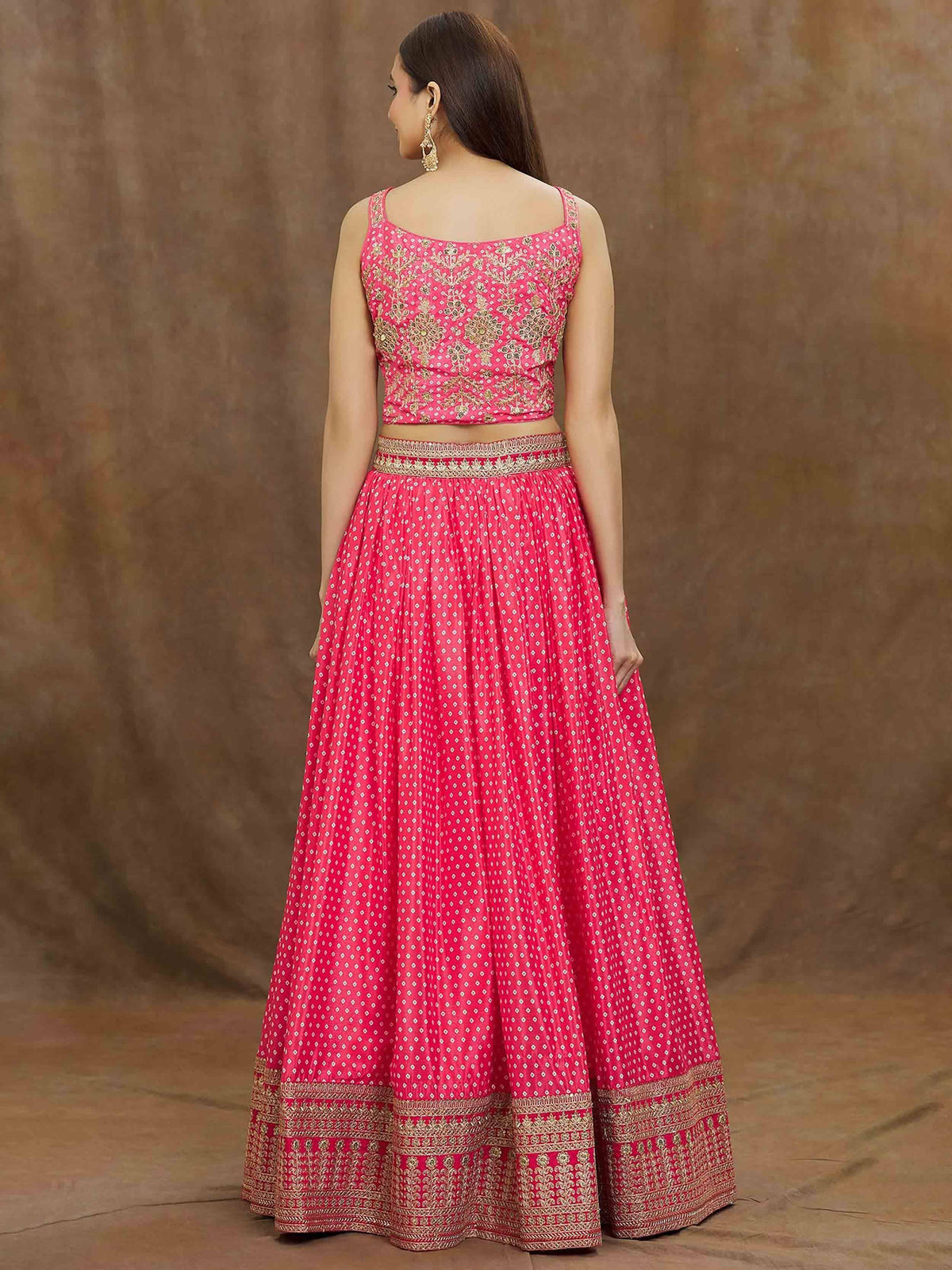 Tulsi Art Stunning Pink Digital Printed Chinon Reception Wear Lehenga Choli | Grocsy