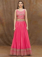 Tulsi Art Stunning Pink Digital Printed Chinon Reception Wear Lehenga Choli | Grocsy