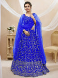 Tulsi Art Mesmerizing Blue Sequins Georgette Wedding Wear Lehenga Choli | Grocsy