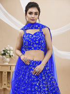 Tulsi Art Mesmerizing Blue Sequins Georgette Wedding Wear Lehenga Choli | Grocsy