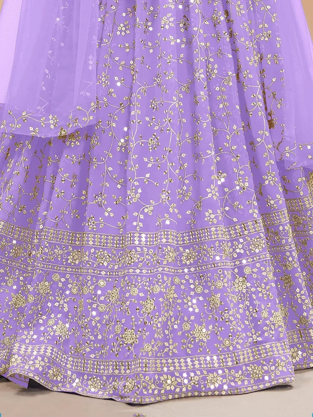 Tulsi Art Enchanting Lavender Sequins Georgette Lehenga Choli With Dupatta | Grocsy