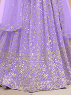 Tulsi Art Enchanting Lavender Sequins Georgette Lehenga Choli With Dupatta | Grocsy