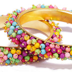 Mominos Fashion Joharkamal Gold-Polished Multi Beads Work Bangles
