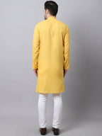 Even Apparels Yellow Pure Cotton Men's Kurta With Band Collar (SLD1183) | Grocsy