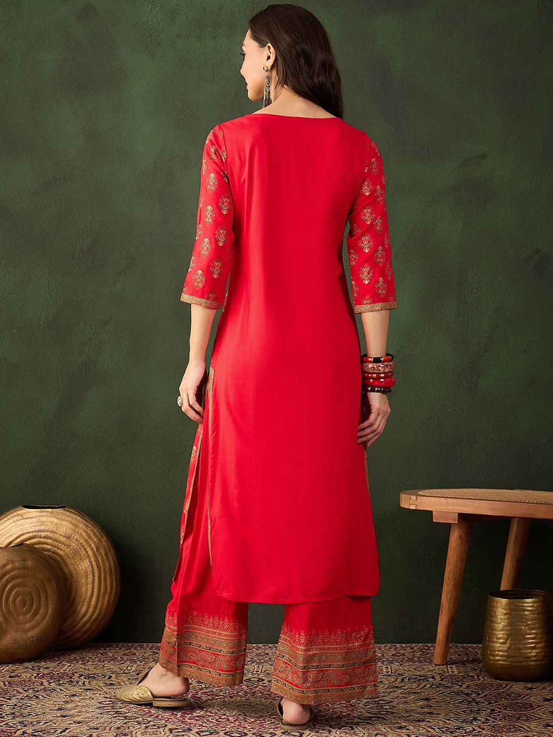 Sangria Printed Kurta With Palazzo | Grocsy
