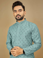 Anaita Sky_Blue Embroidered Rayon Straight Kurta | Grocsy