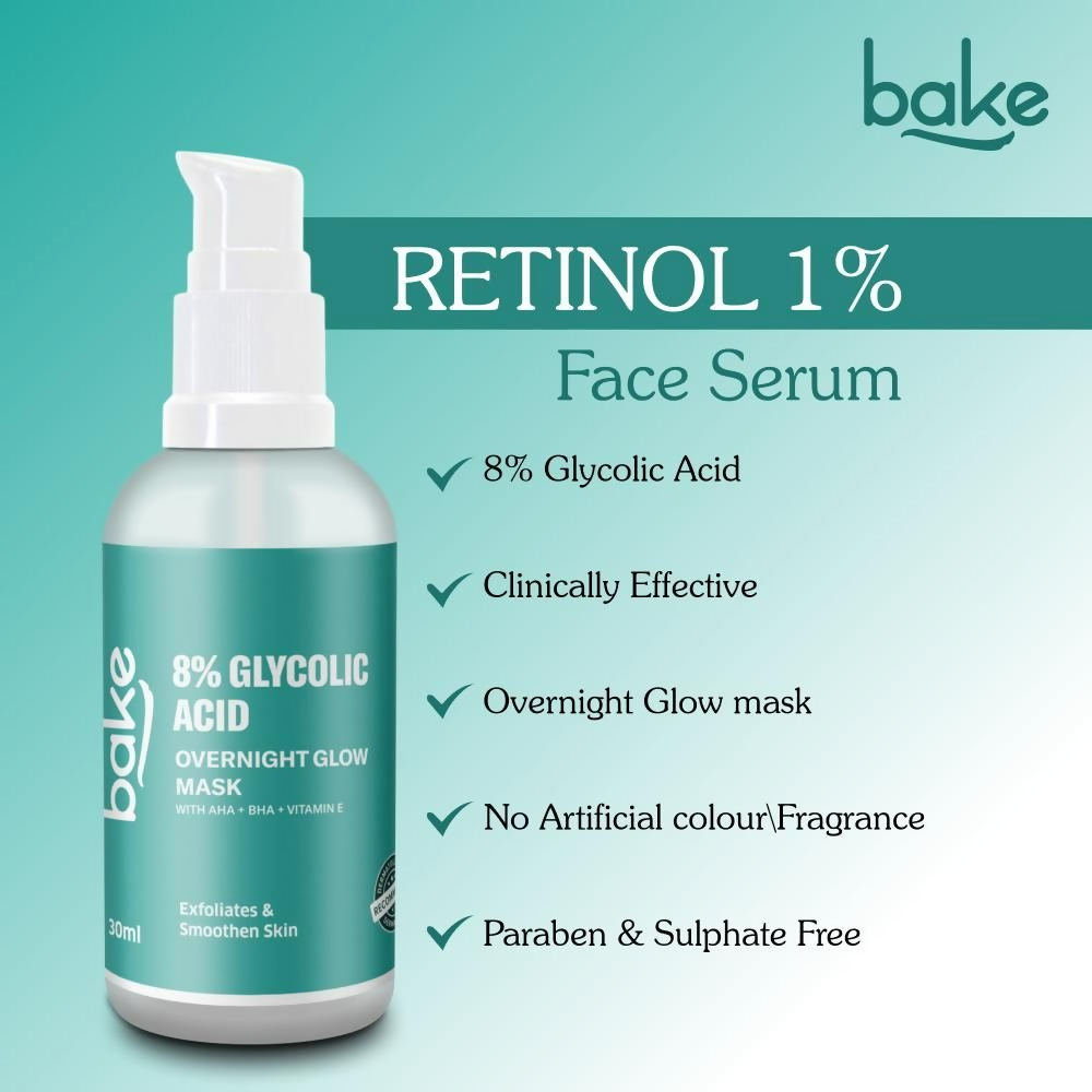 Bake 8% Glycolic Acid Overnight Glow Mask Serum | Grocsy