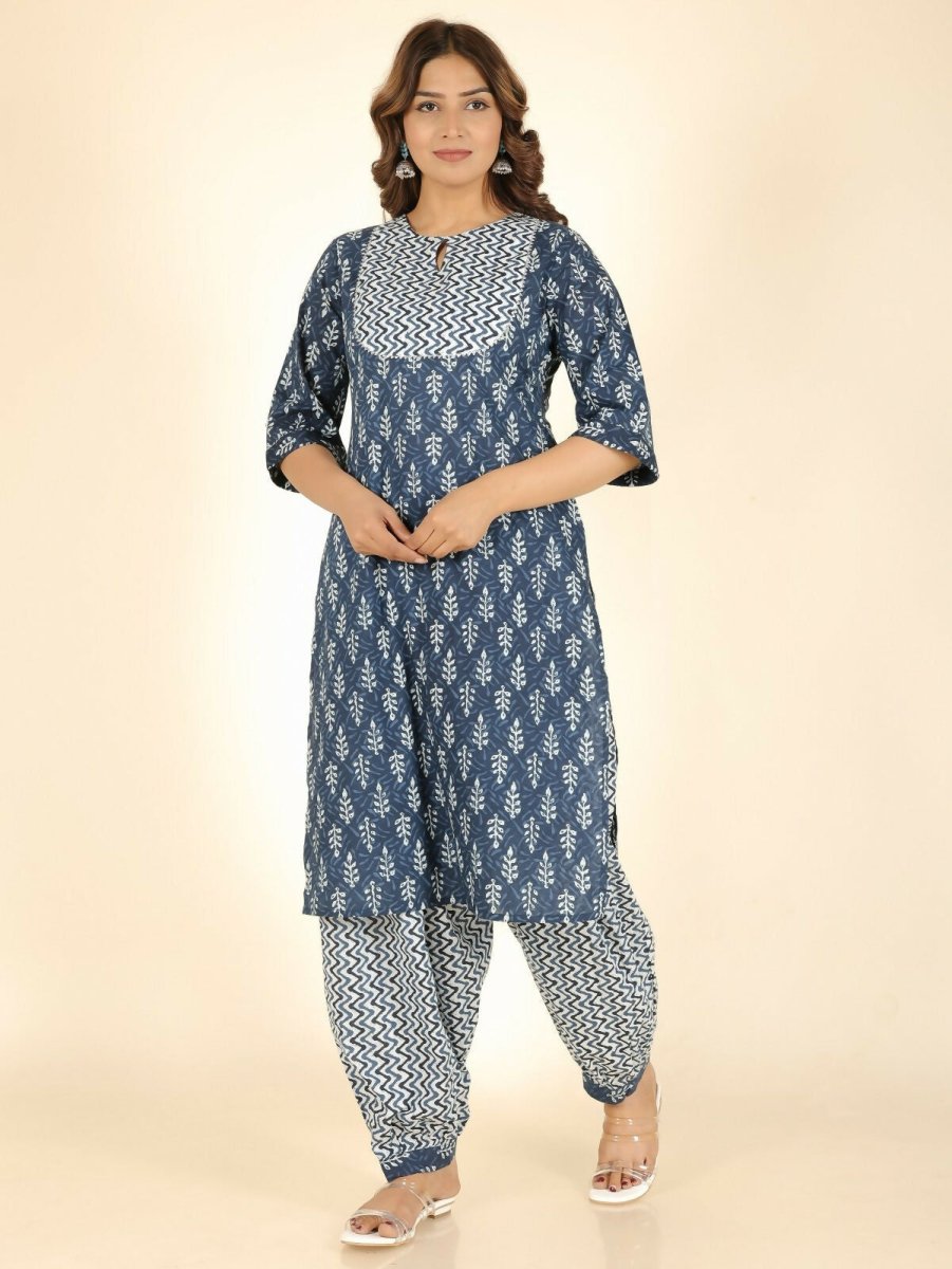 Aramya Straight Soft Cotton Floral Print Women's Kurta - Blue | Grocsy