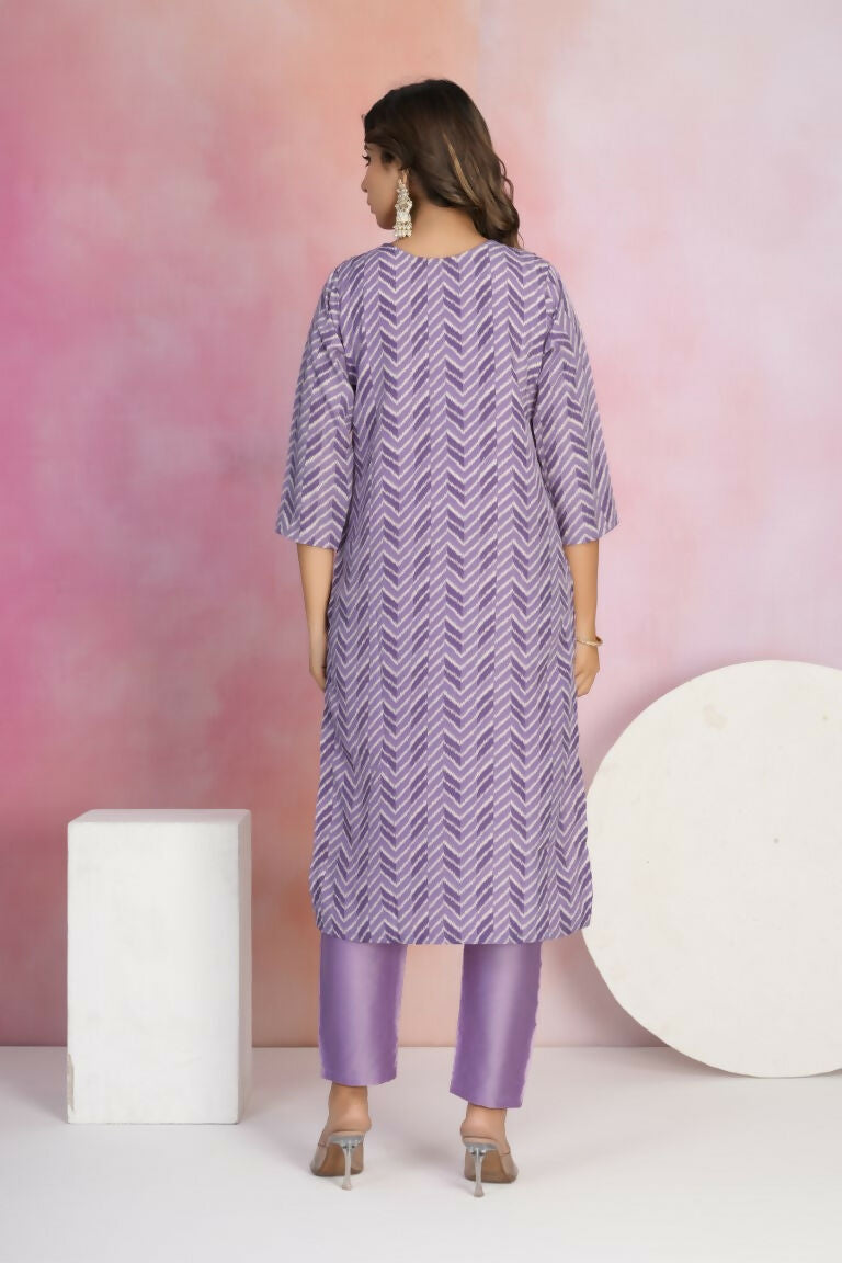 Ethnic Festive Wear Viscose Chanderi Purple Stitched Suit With Dupatta - Tanisha | Grocsy