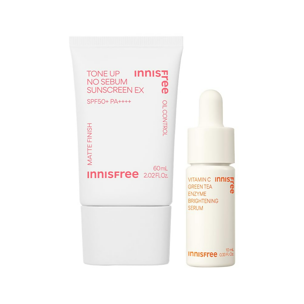 Innisfree Tone Up No Sebum Sunscreen with SPF 50+ PA++++& Innisfree Vita C Enzyme Brightening Serum | Grocsy