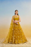Aastha Fashion Mustard Yellow Butterfly Net Tone To Tone Cotton Thread Work And Sequence Work Embroidery Wedding Wear Lehenga Choli | Grocsy
