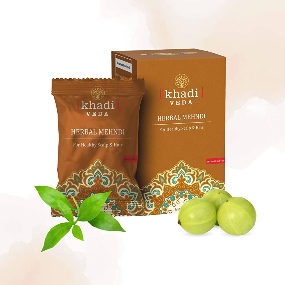 Khadi Veda Brown Herbal Mehndi For Healthy Scalp & Hair | Grocsy