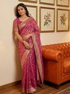 Shree Shyam Fashion Wine Tissue Silk Saree | Grocsy