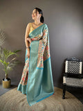 Joban Fashion Multi-Color Floral Digital Print Soft Lichi Silk Paithani Saree | Grocsy