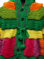 ChutPut Hand knitted Rainbow Hooded Sweater For Baby Boys - Multi | Grocsy