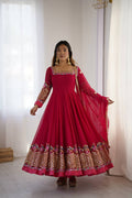 Prazu Fashion Rani Pink Georgette Embroidered Sequence Anarkali Suit | Grocsy