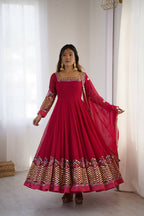 Prazu Fashion Rani Pink Georgette Embroidered Sequence Anarkali Suit | Grocsy