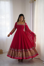 Prazu Fashion Rani Pink Georgette Embroidered Sequence Anarkali Suit | Grocsy