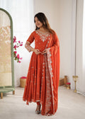 Prazu Fashion Red Georgette Embroidered With Moti Work Anarkali Suit | Grocsy