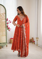 Prazu Fashion Red Georgette Embroidered With Moti Work Anarkali Suit | Grocsy