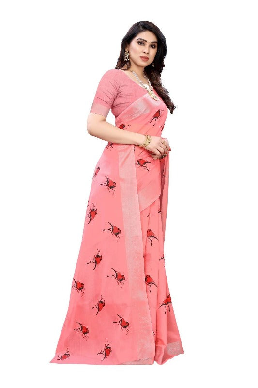 Vamika Peach Chanderi Designer Saree (SERIN PEACH) | Grocsy