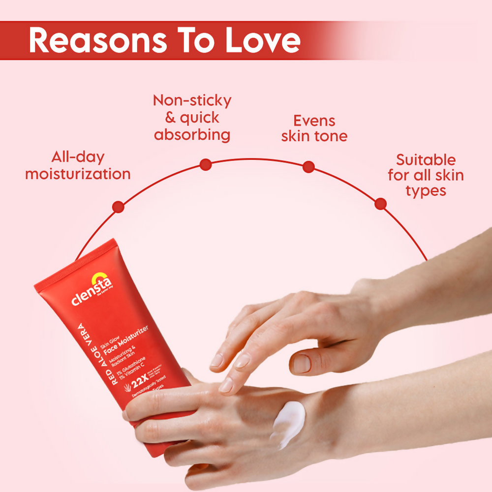 Clensta Red Aloe Vera Skin Glow Face Moisturizer | Grocsy