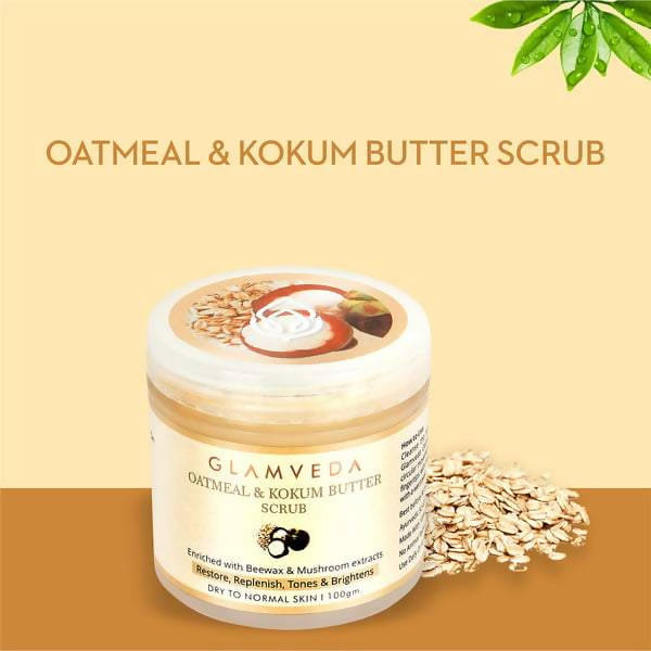 Glamveda Oatmeal & Kokum Butter Smoothing Scrub | Grocsy