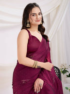 Maroon Rangoli Silk Diamond Work Ready To Wear Saree - Tamana | Grocsy