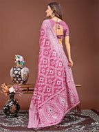Shree Shyam Fashion Pankhuri Pink Linen Cotton Saree | Grocsy