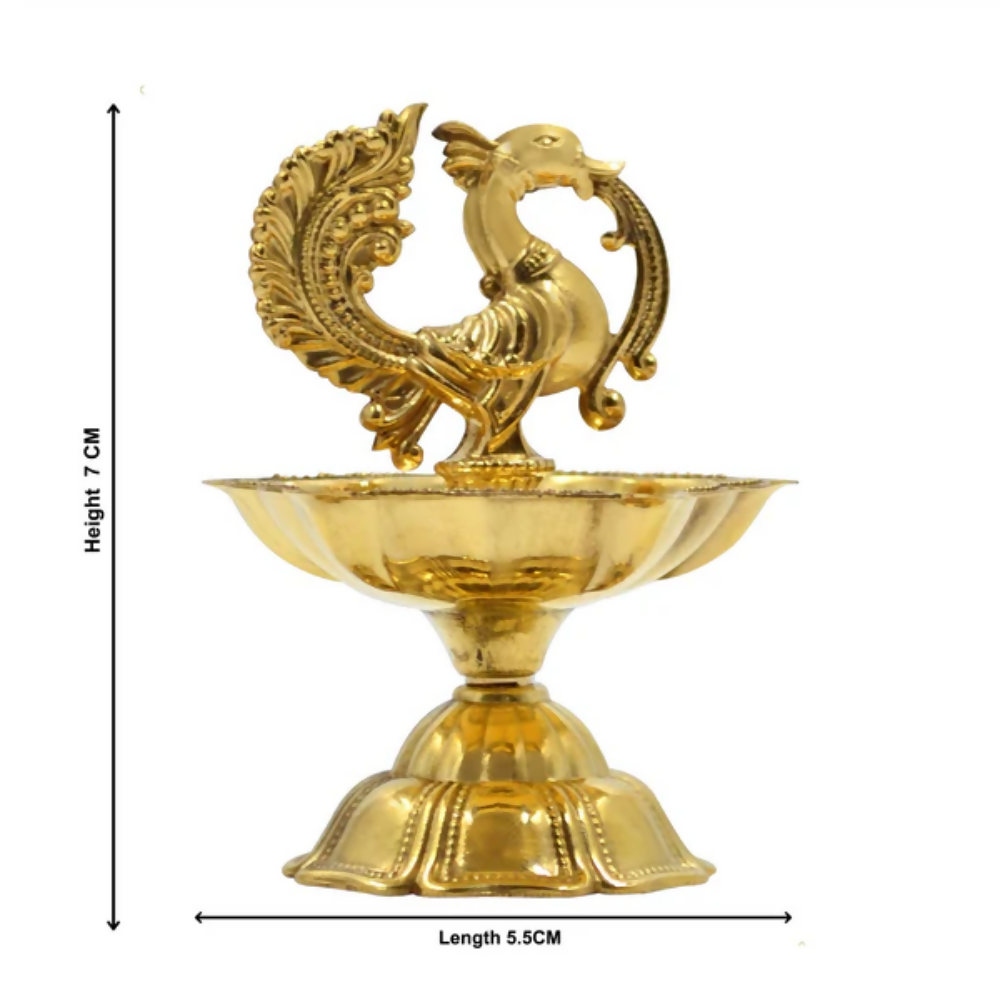 CraftVatika Pure Brass Diya, Peacock Design Brass Diya | Grocsy