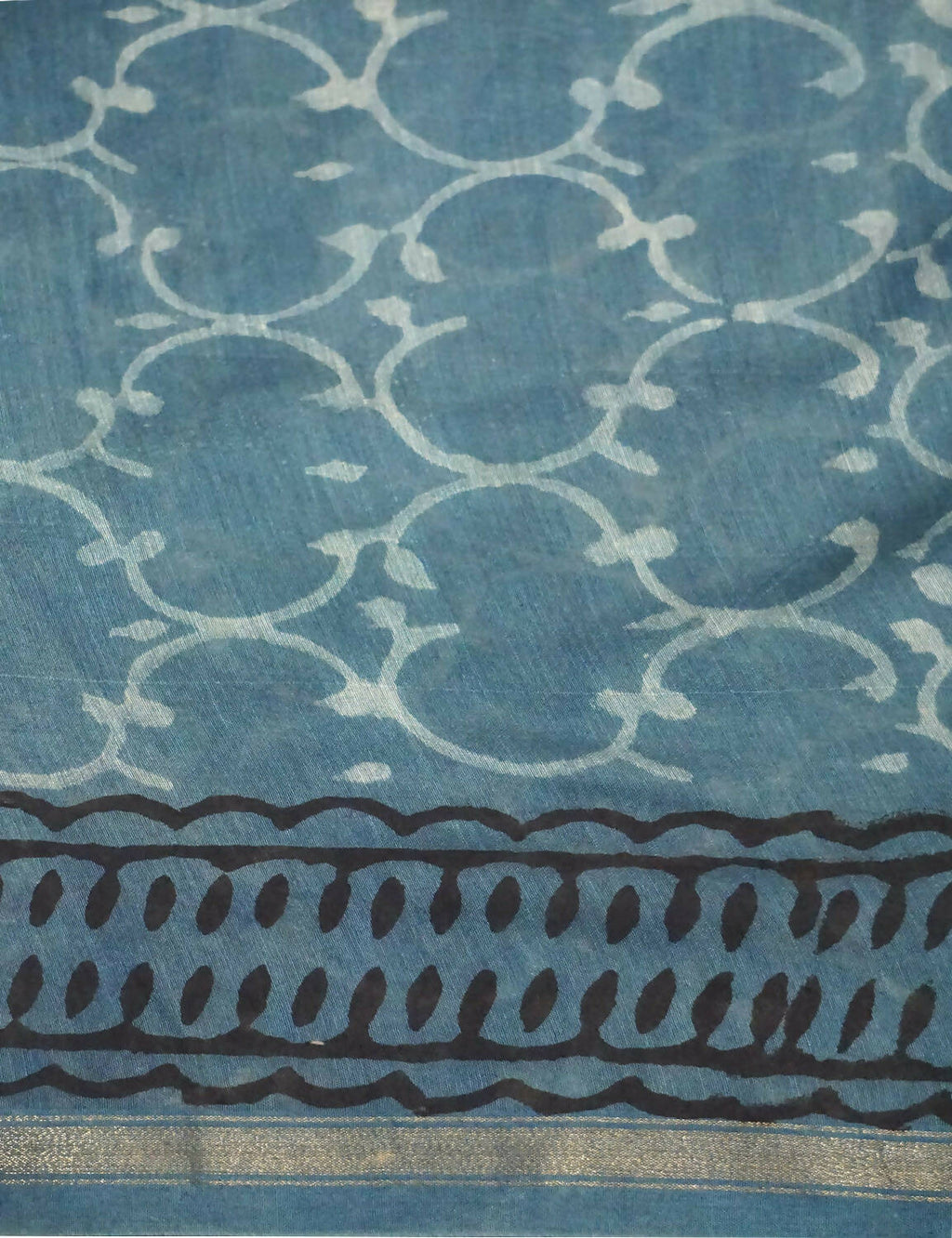 Shades Of Off White And Grey Printed Chanderi Saree For Regular/Office Wear By Gayathri Reddy Designer Studio | Grocsy