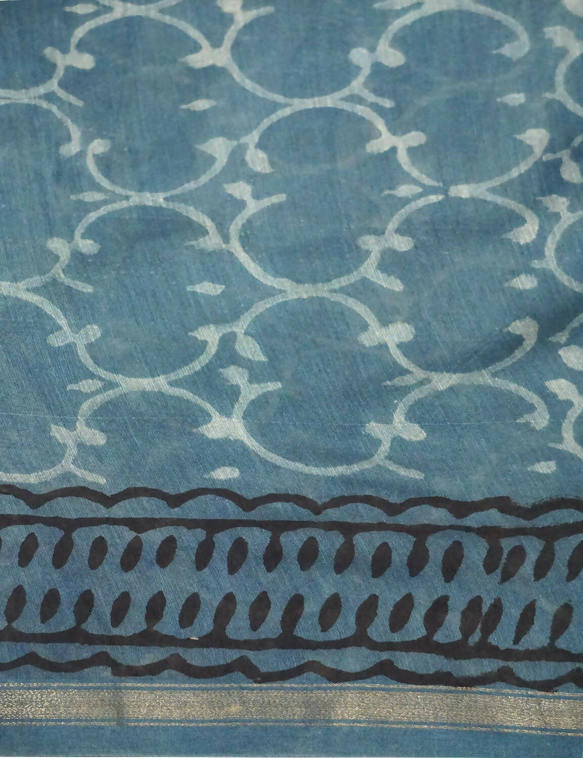 Shades Of Off White And Grey Printed Chanderi Saree For Regular/Office Wear By Gayathri Reddy Designer Studio | Grocsy
