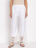 Myshka Women's White Cotton Solid Casual Trouser | Grocsy