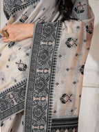 Shree Shyam Fashion Linen Cotton Black & Cream Saree | Grocsy