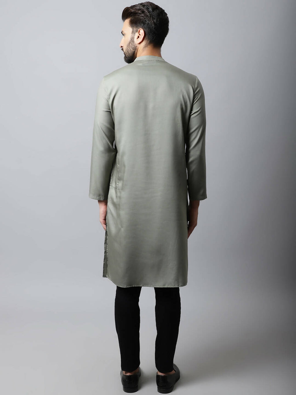 Even Apparels Grey Color Pure Cotton Sherwani Men's Kurta With Asymetrical Cut (SLD1181) | Grocsy