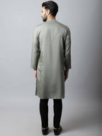 Even Apparels Grey Color Pure Cotton Sherwani Men's Kurta With Asymetrical Cut (SLD1181) | Grocsy