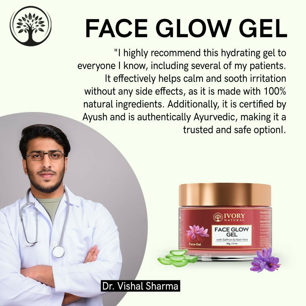 Ivory Natural Face Glow Gel For Instant Glow And Timeless Radiance, Achieve Glowing And Shiny Face | Grocsy